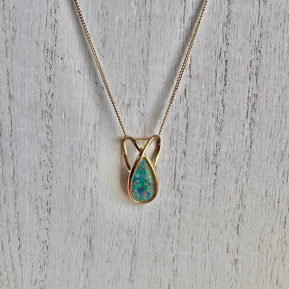 14K Gold Mosaic Australian Opal Pendant, Opal Jewelry, Australian Jewelry - Picture 4 of 14